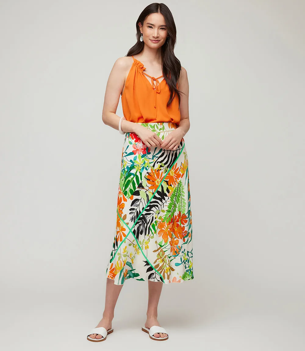 Petite Size Bias Cut Midi Skirt