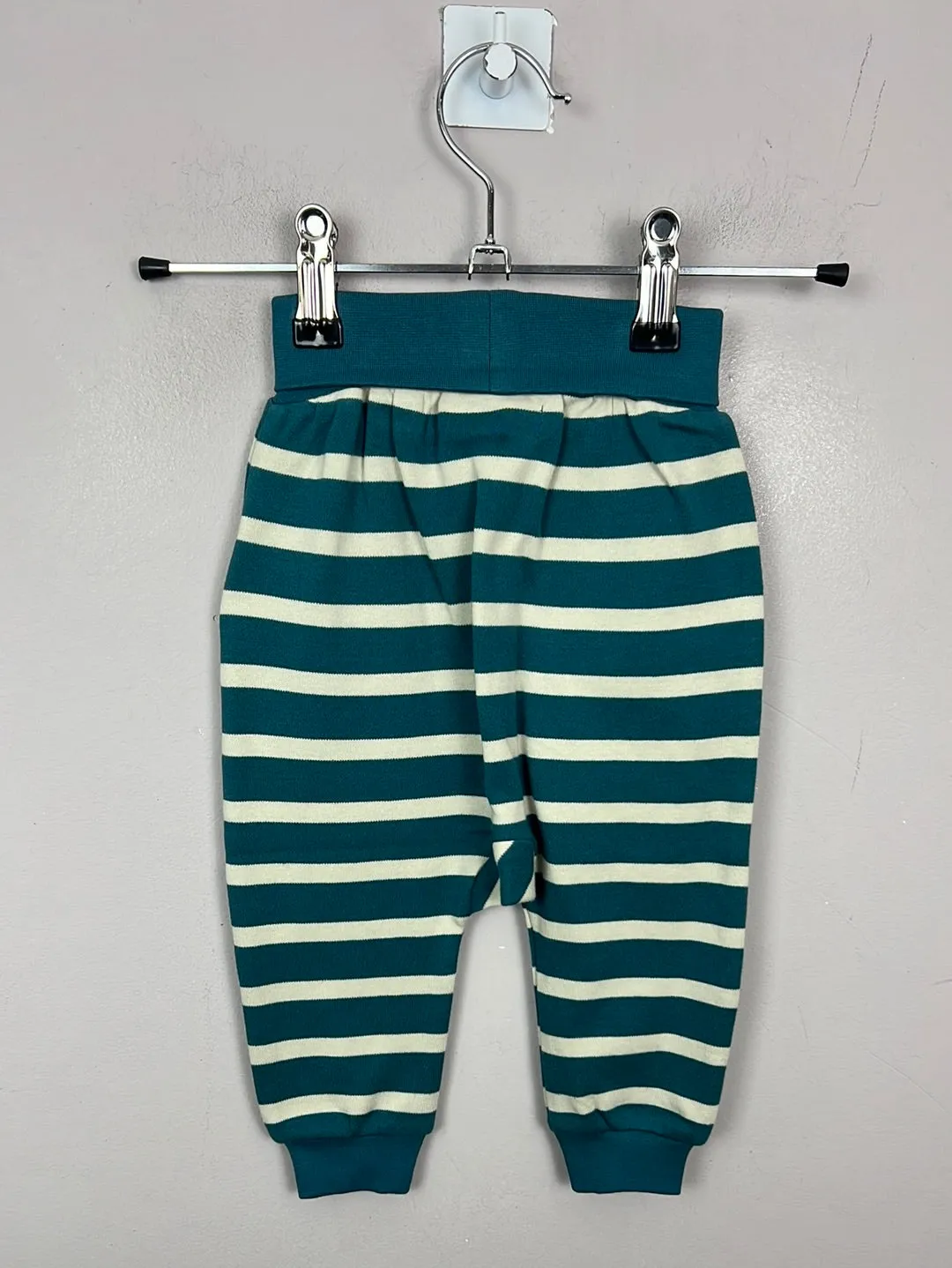 Pigeon Organics Teal Pumice Stripe Joggers BNWT 6-12m