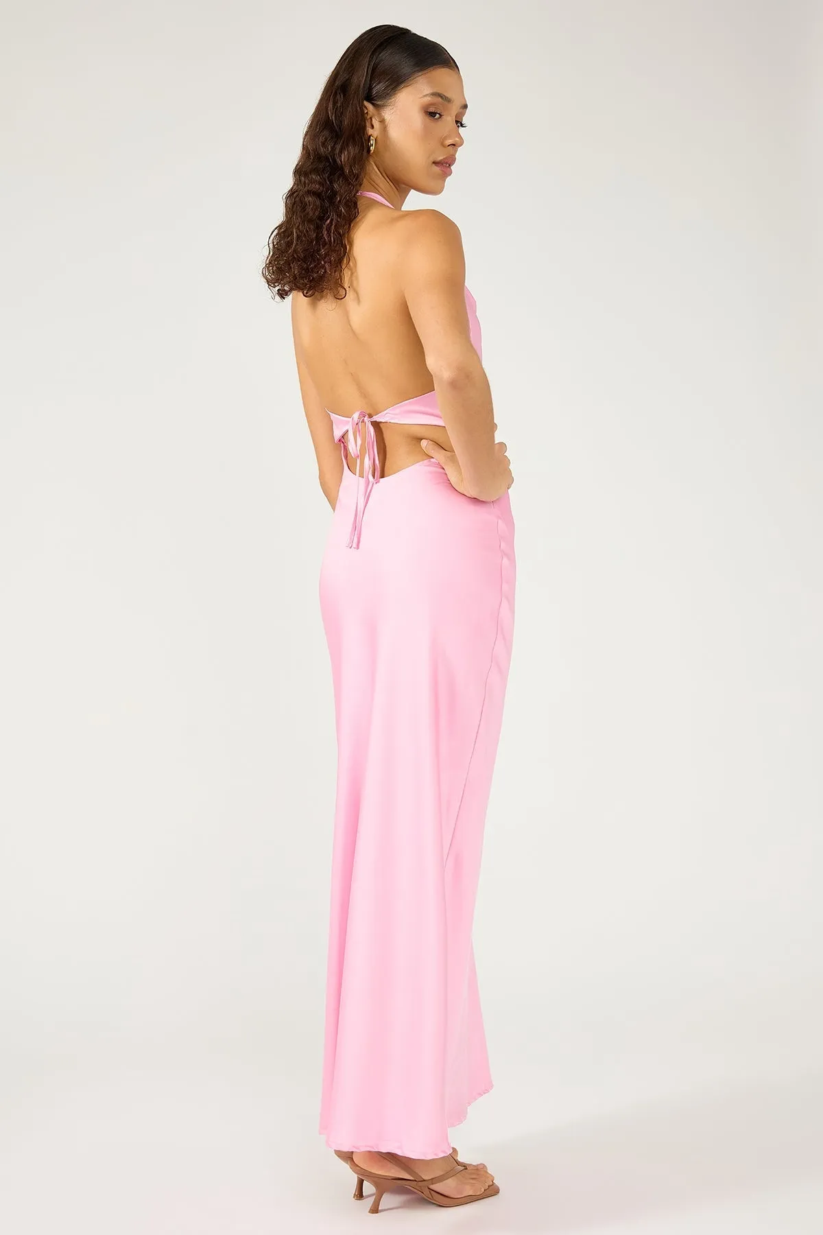Pink Avalon Cowl Halter Midi Dress