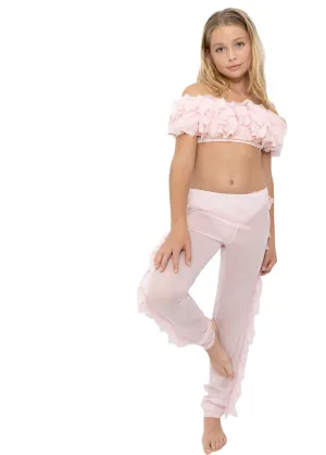 Pink Cover-Up Beach Pants with Petals