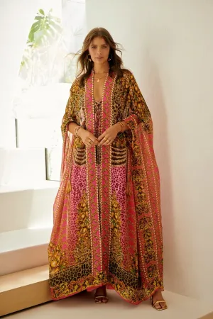 PINK LEOPARD LONG CAPE
