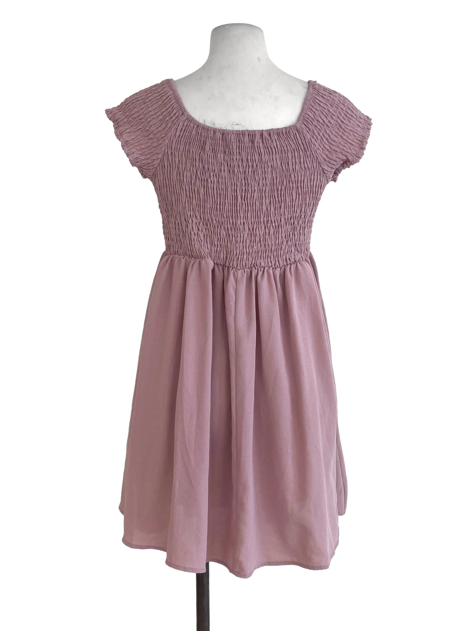 Pink Pleated Blouson Dress