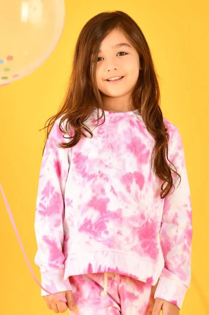 PINK TIE DYE SWEATSHIRT JOGGER SET (TERRY)