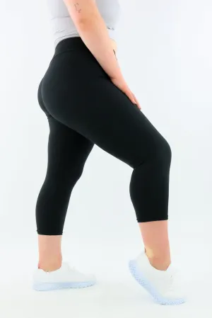 Plain Black - Casual - Capri Leggings