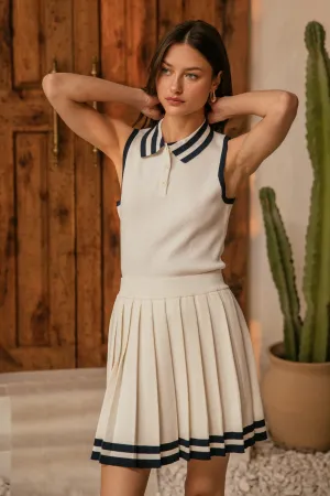 pleated knit mini skirt