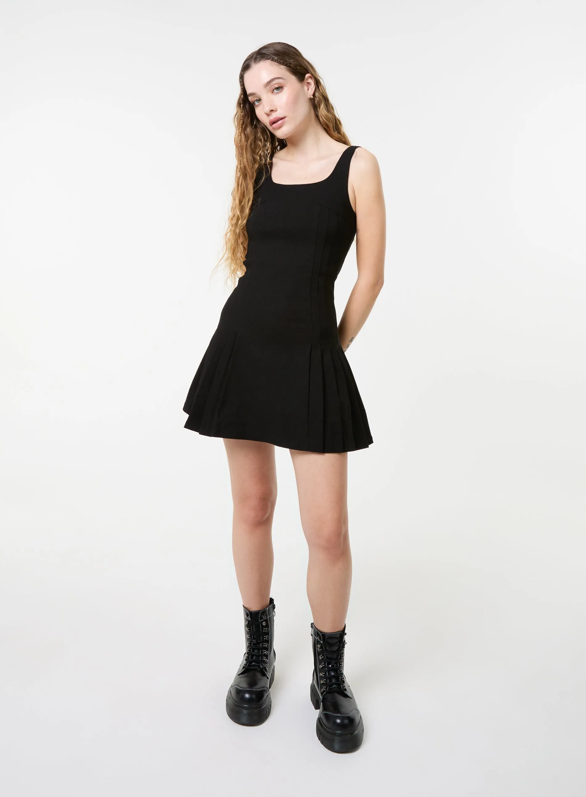 Pleated Mini Dress