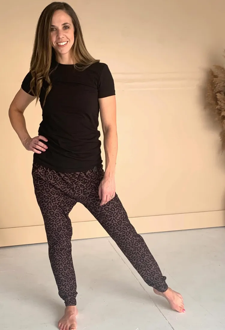 Plum Pretty Leopard Jogger
