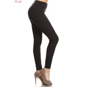Plus Size Buttery Soft High Waist Leggings: Black