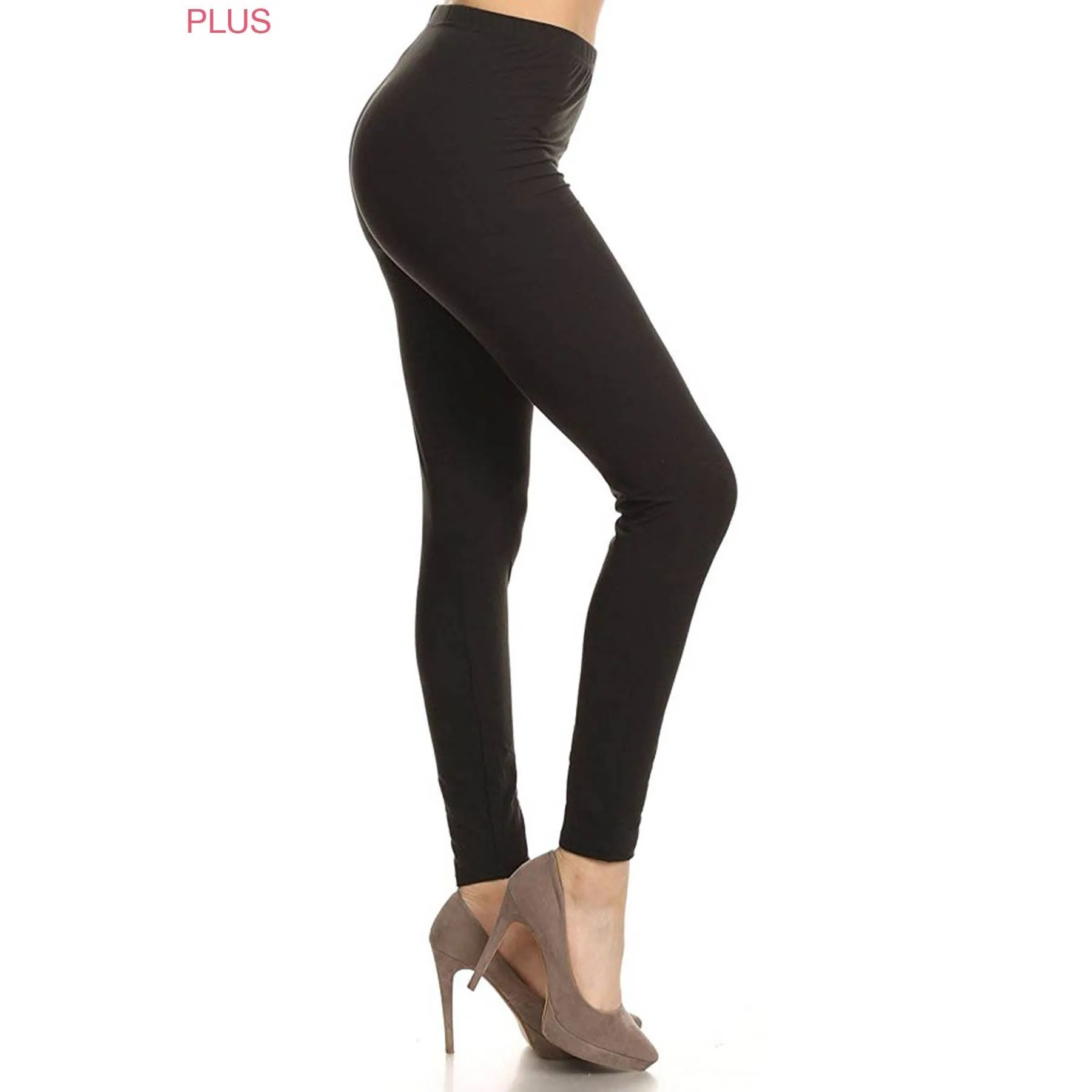 Plus Size Buttery Soft High Waist Leggings: Black