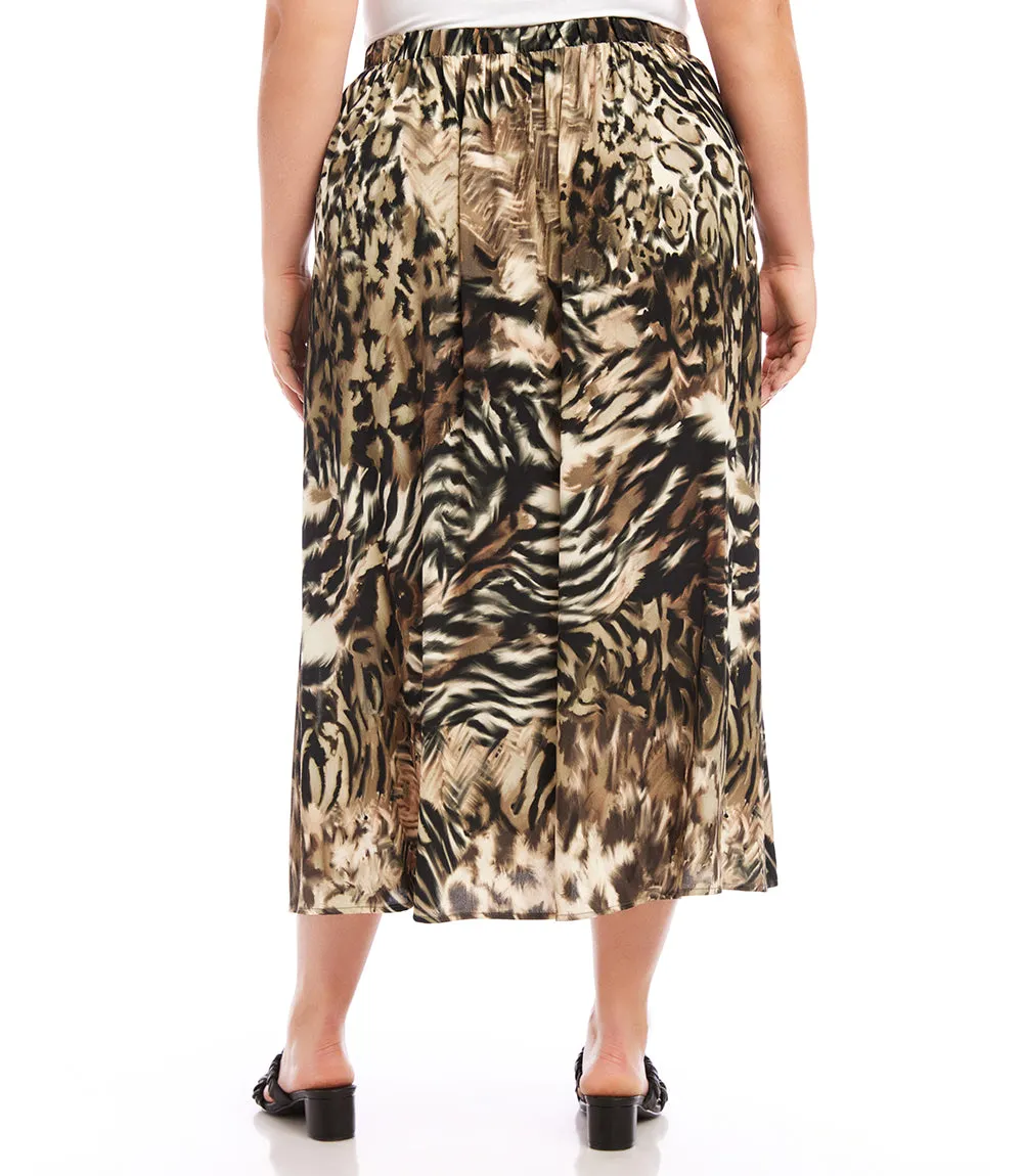Plus Size Side-Slit Midi Skirt