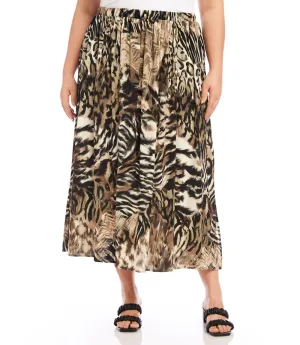 Plus Size Side-Slit Midi Skirt