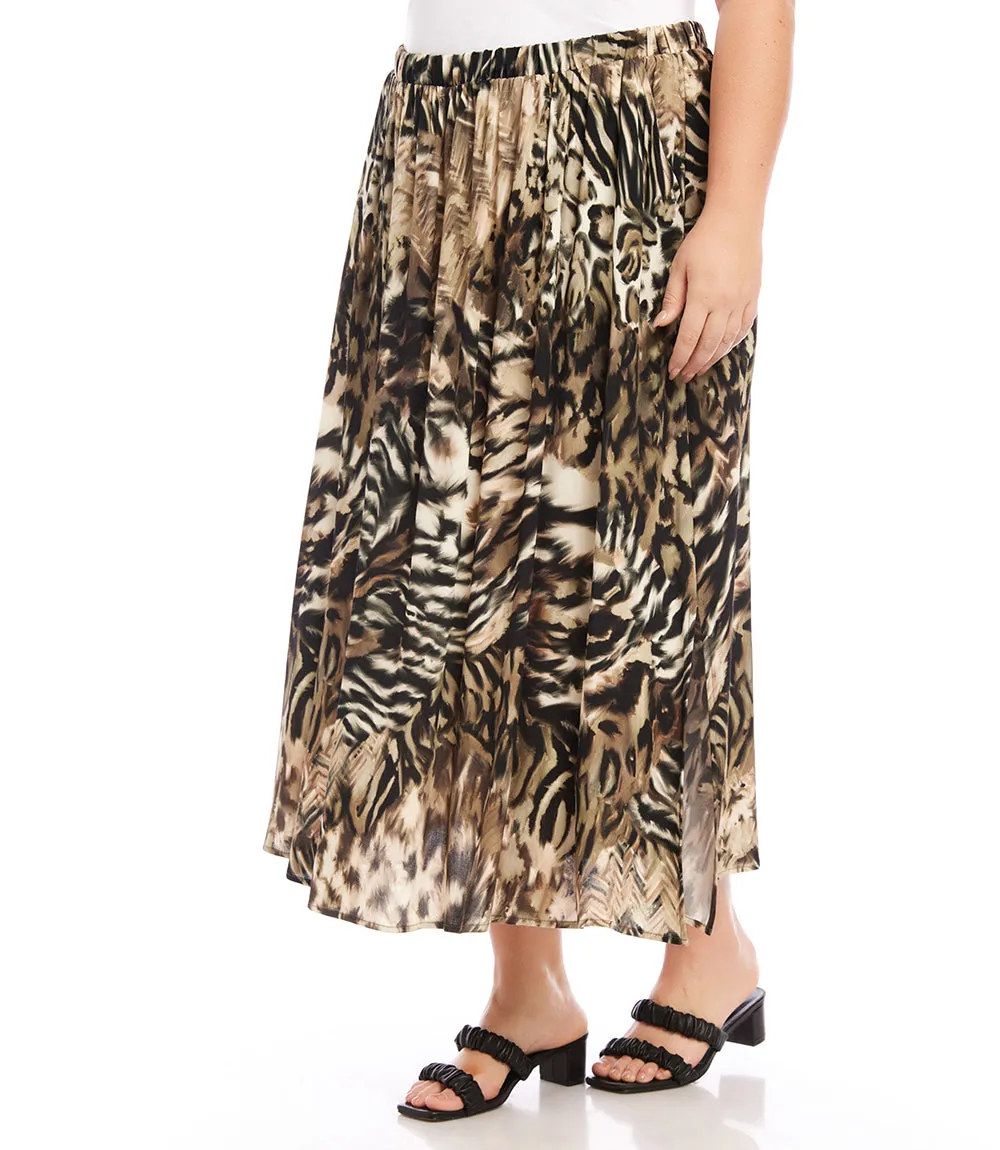 Plus Size Side-Slit Midi Skirt