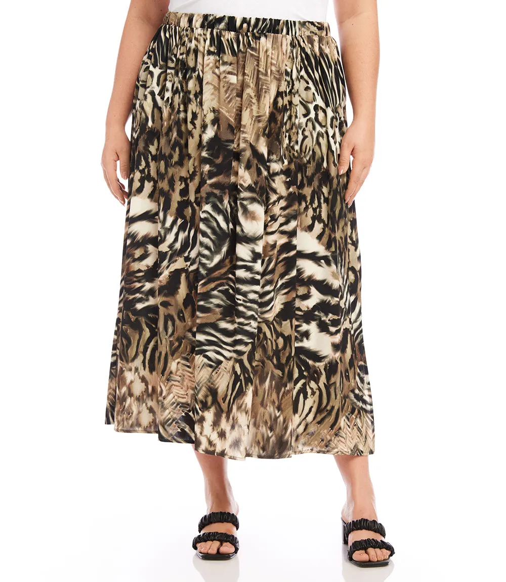 Plus Size Side-Slit Midi Skirt