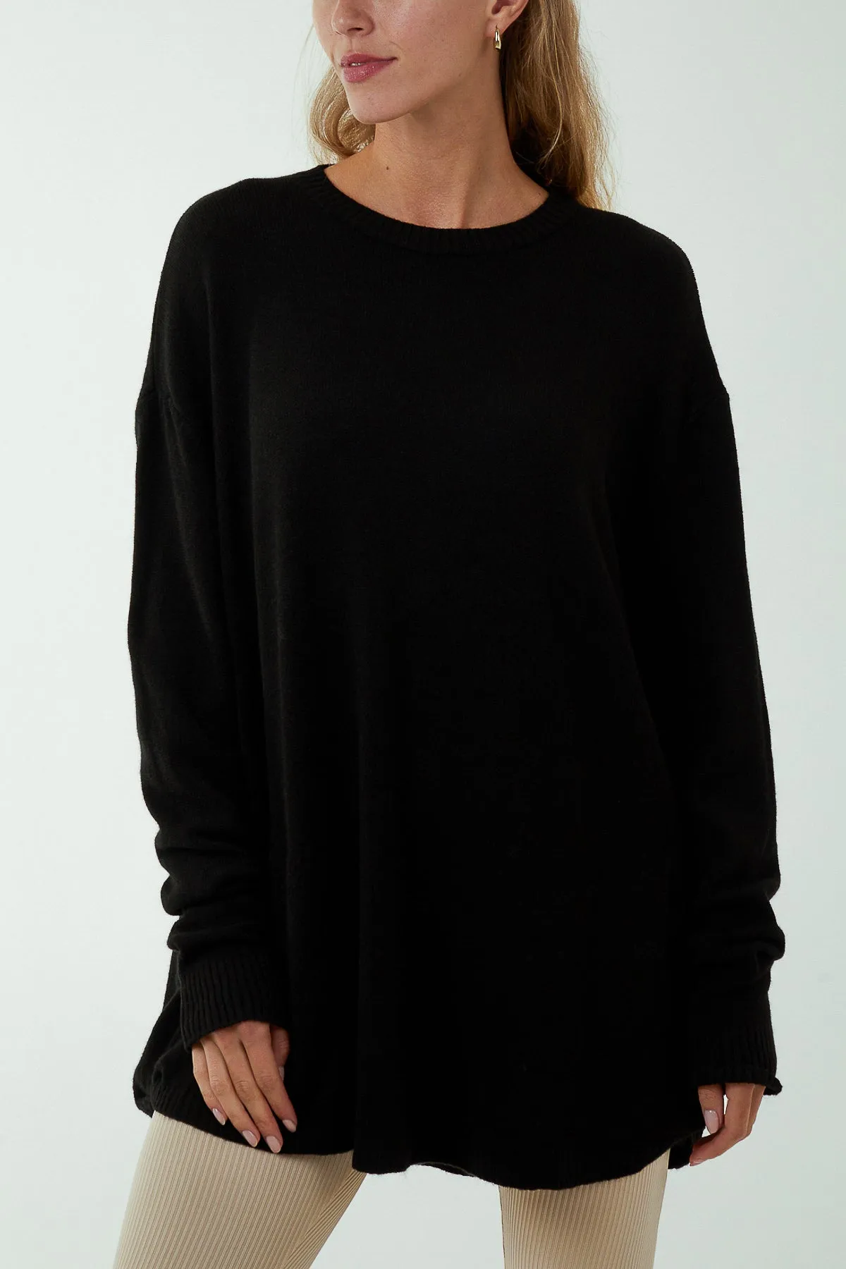 Pocket Crew Neck Oversized Jumper