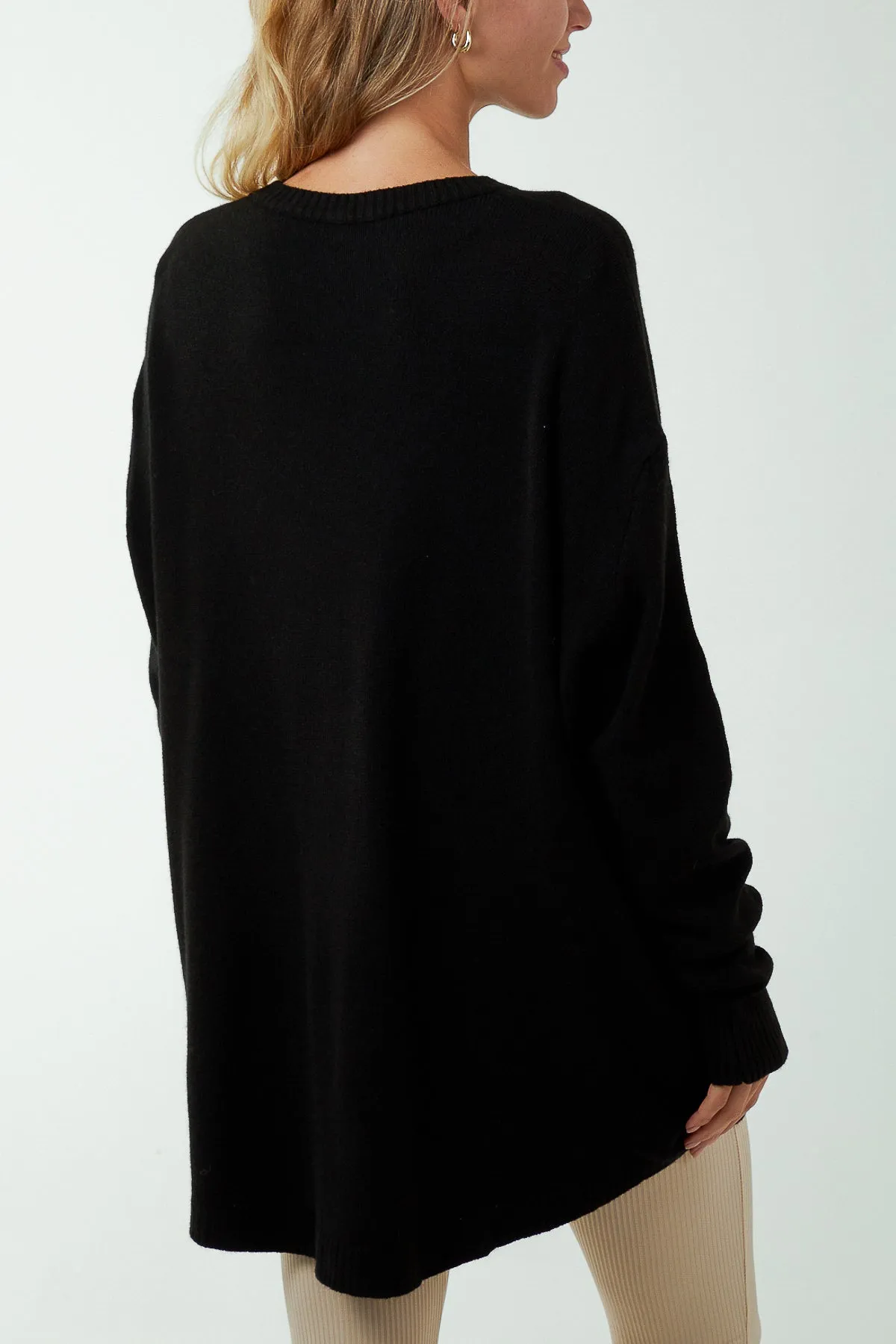 Pocket Crew Neck Oversized Jumper
