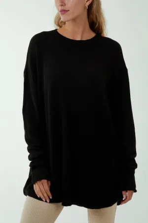 Pocket Crew Neck Oversized Jumper