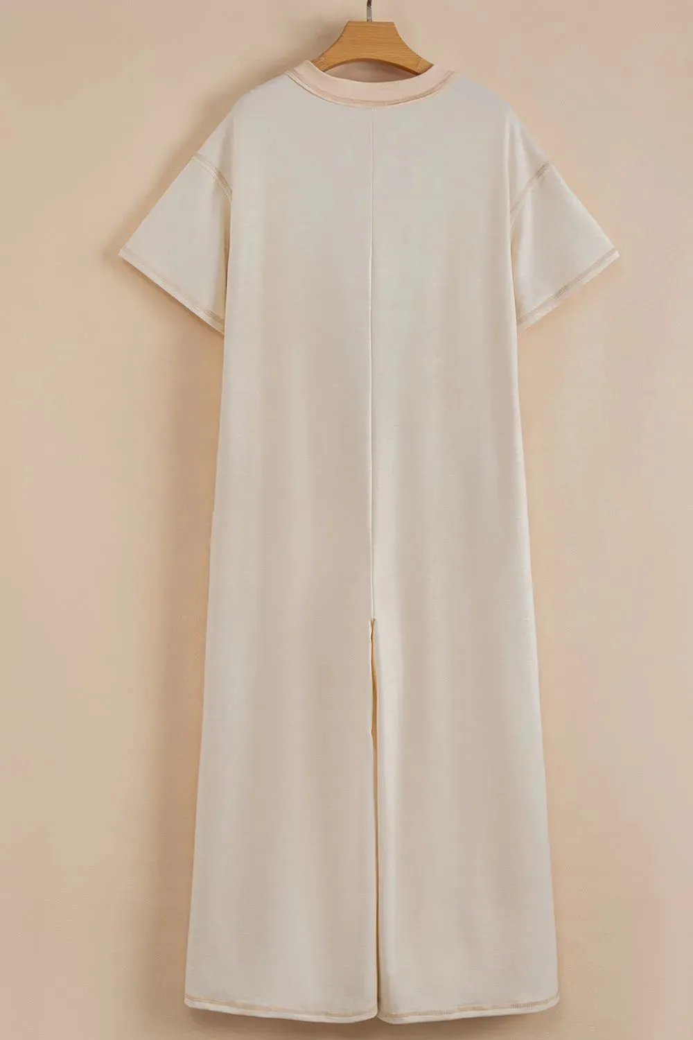 Pocket Front Short Sleeve Wide Leg Jumpsuit