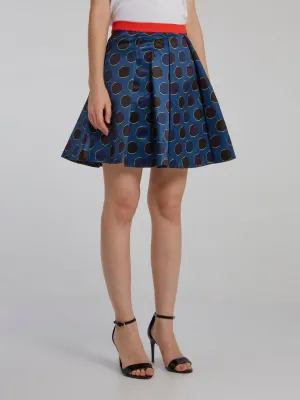 Polka Dot Box Pleated Mini Skirt