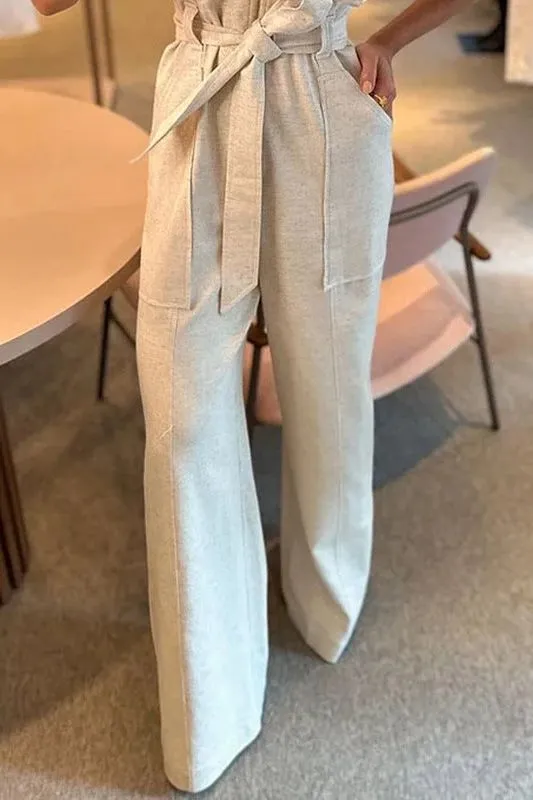 Polo Collar Waist Jumpsuit