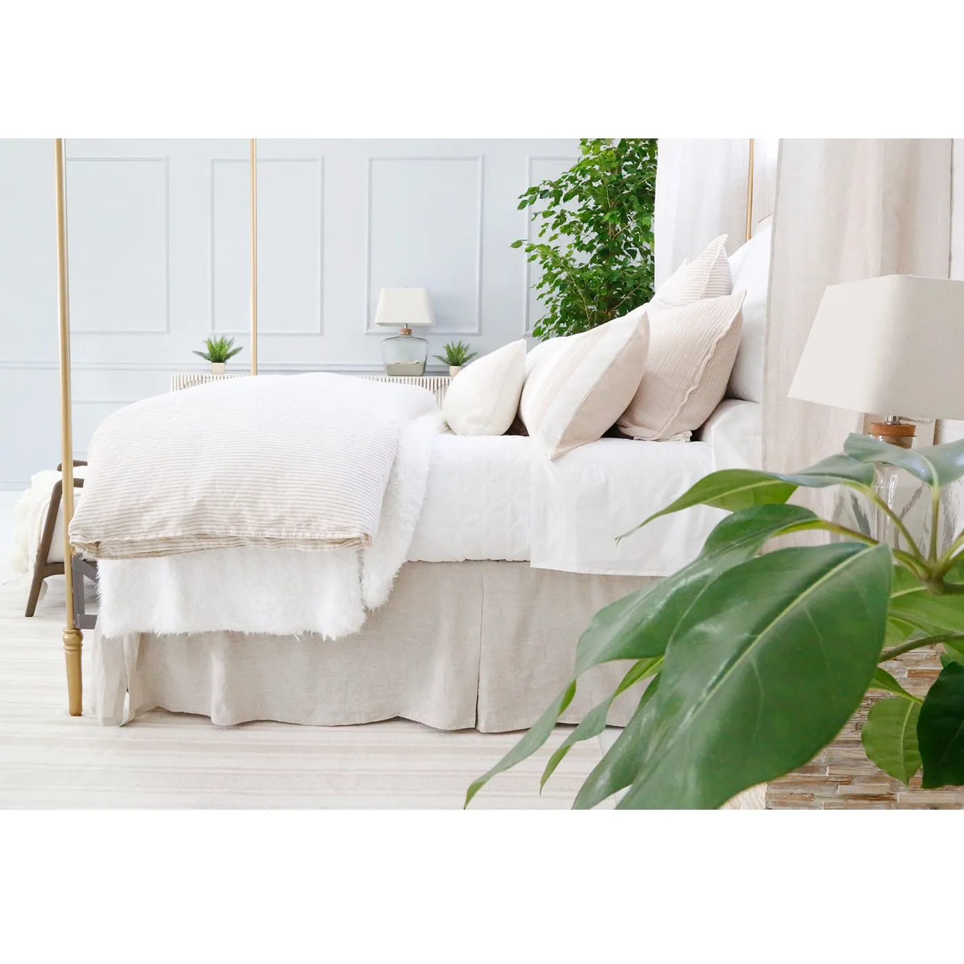 Pom Pom at Home Pleated Flax Linen Bedskirt ~ Available in Twin, Queen and King Sizes