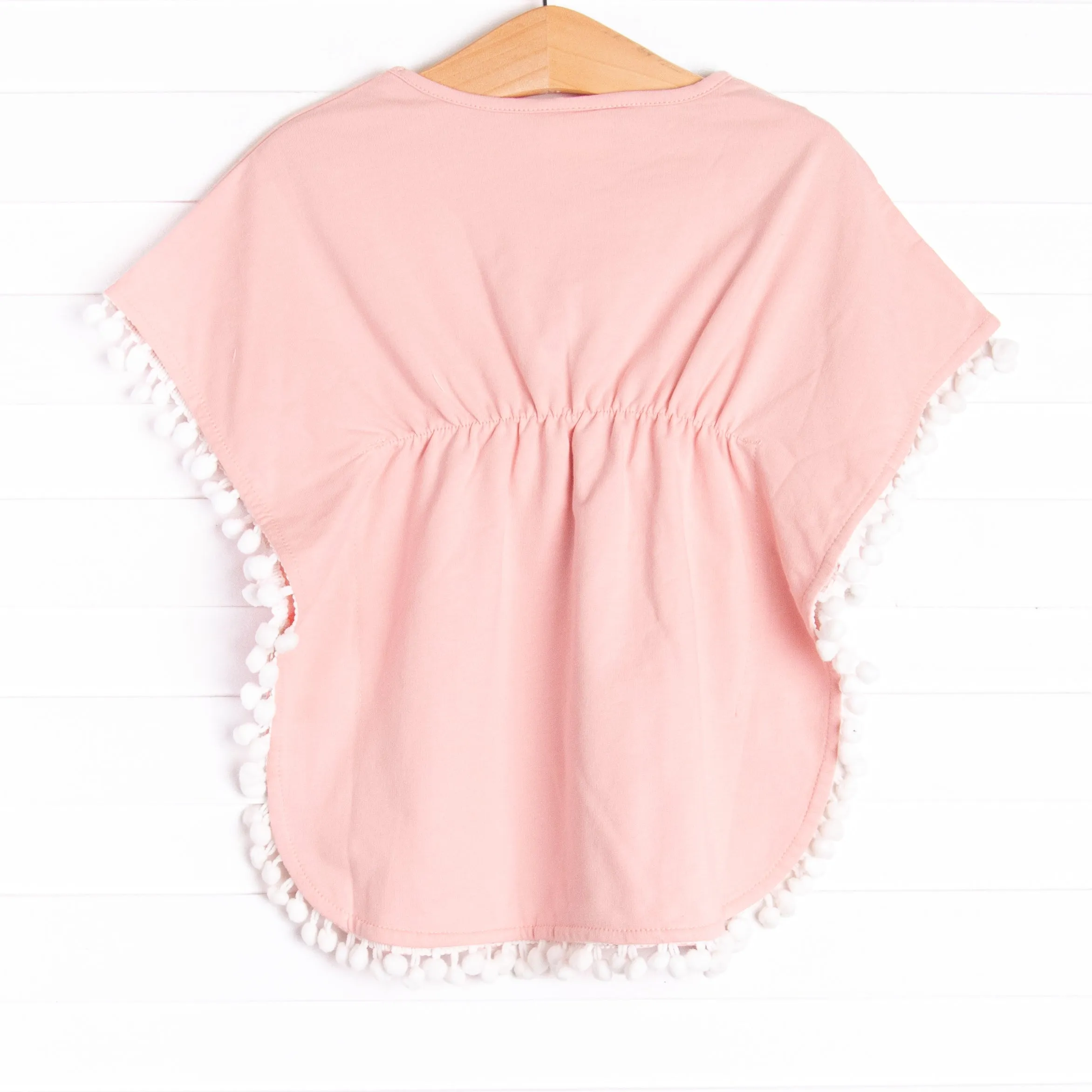 Pom Pom Trim Swim Cover Up, Pink