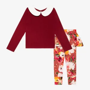 Posh Peanut Leonora L/S Peterpan Collar T-Shirt & Skirted Legging Set