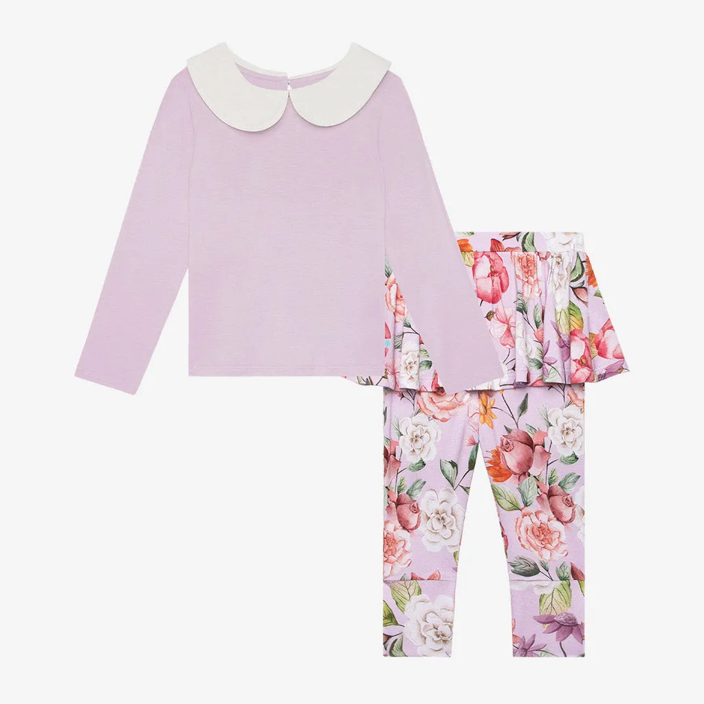 Posh Peanut Pari L/S Peterpan Collar T-Shirt & Skirted Legging Set