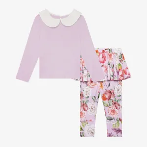 Posh Peanut Pari L/S Peterpan Collar T-Shirt & Skirted Legging Set