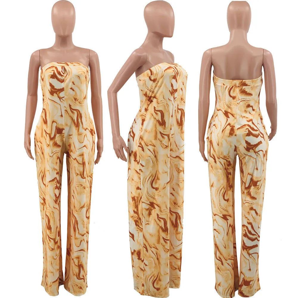 Printed one piece wide leg pants AY2946