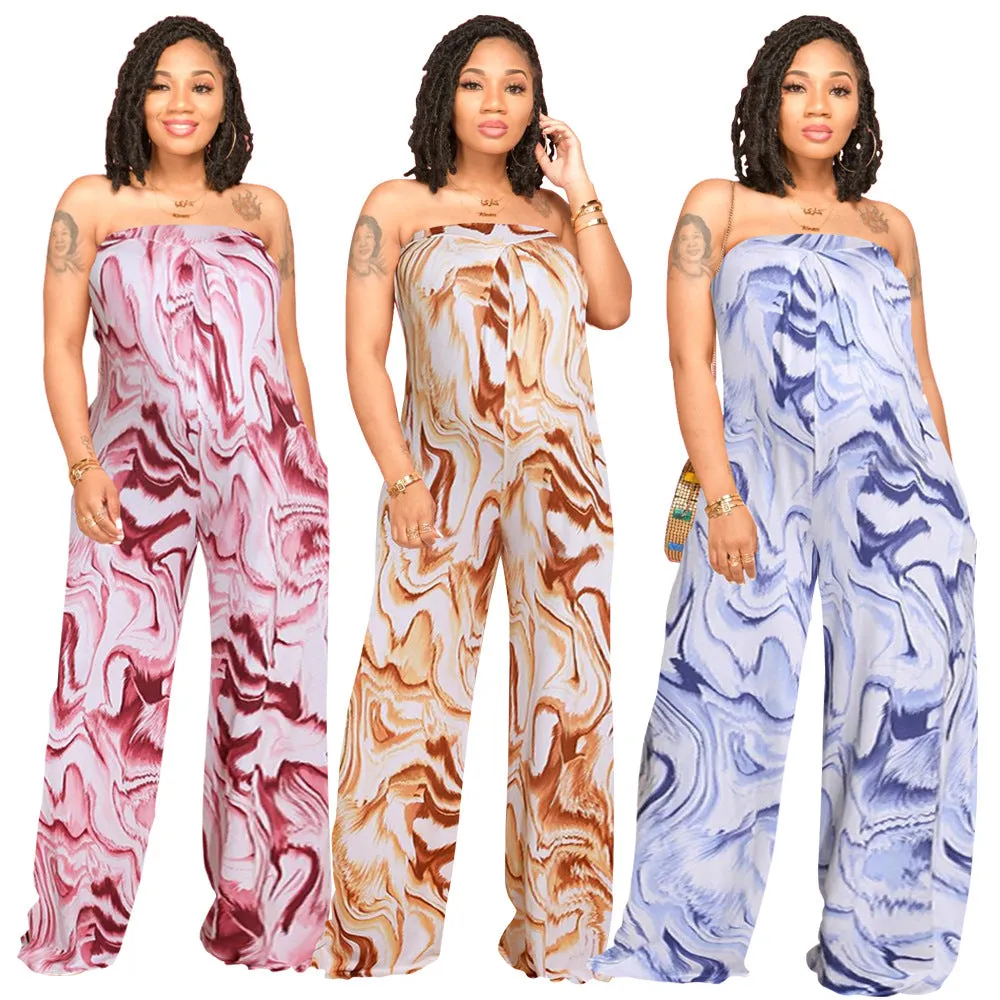 Printed one piece wide leg pants AY2946