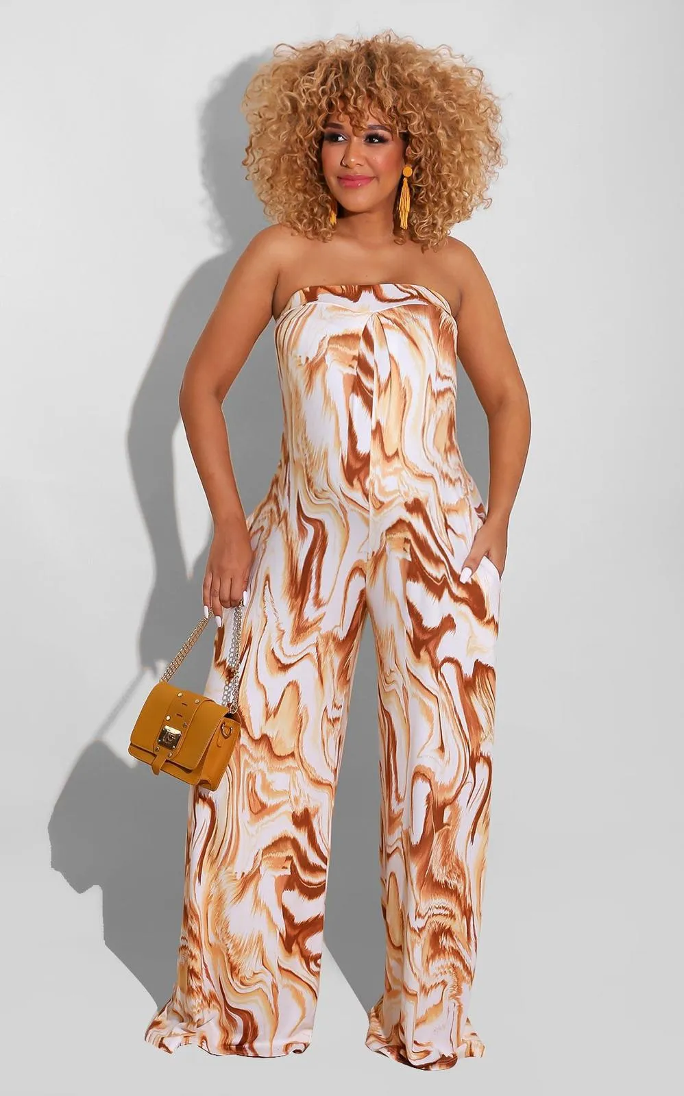 Printed one piece wide leg pants AY2946