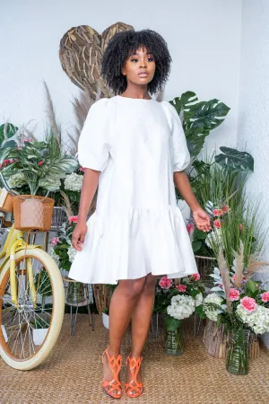Puff It Up White Dress