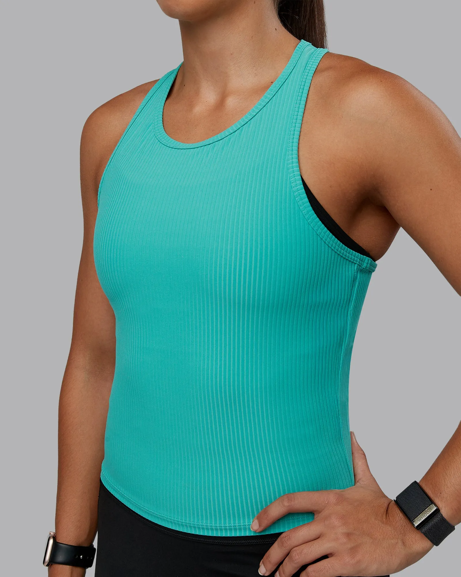 Push High Neck Ribbed Tank - Agate Green