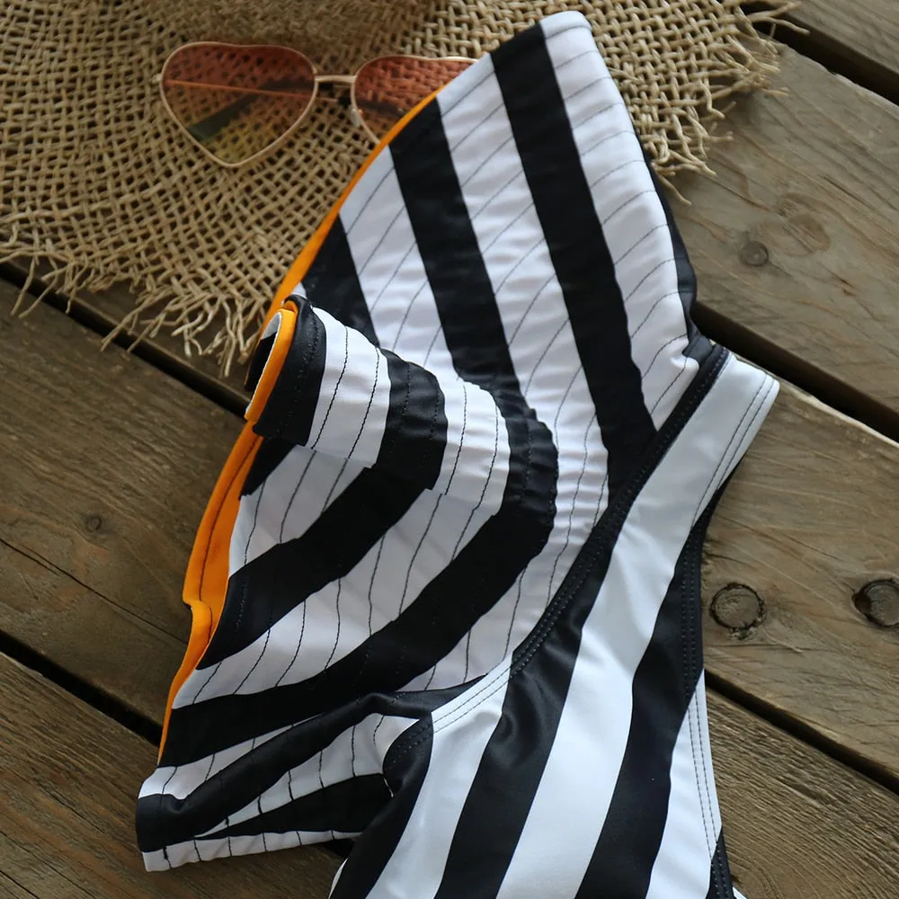 Push-Up Padded Bra Ruffles Bandage Bikini Set