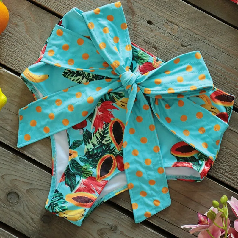 Push-Up Padded Bra Ruffles Bandage Bikini Set