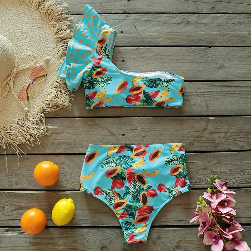 Push-Up Padded Bra Ruffles Bandage Bikini Set