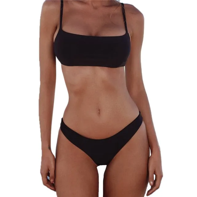 Push Up Unpadded Brazilian Bikini Set Women Vintage Swimwear Swimsuit