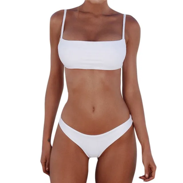Push Up Unpadded Brazilian Bikini Set Women Vintage Swimwear Swimsuit