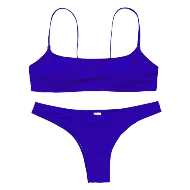 Push Up Unpadded Brazilian Bikini Set Women Vintage Swimwear Swimsuit