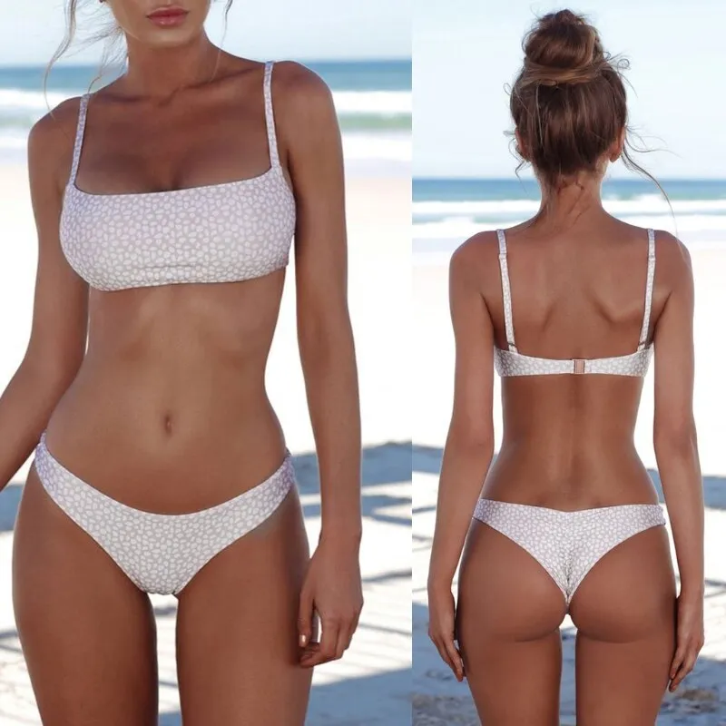 Push Up Unpadded Brazilian Bikini Set Women Vintage Swimwear Swimsuit