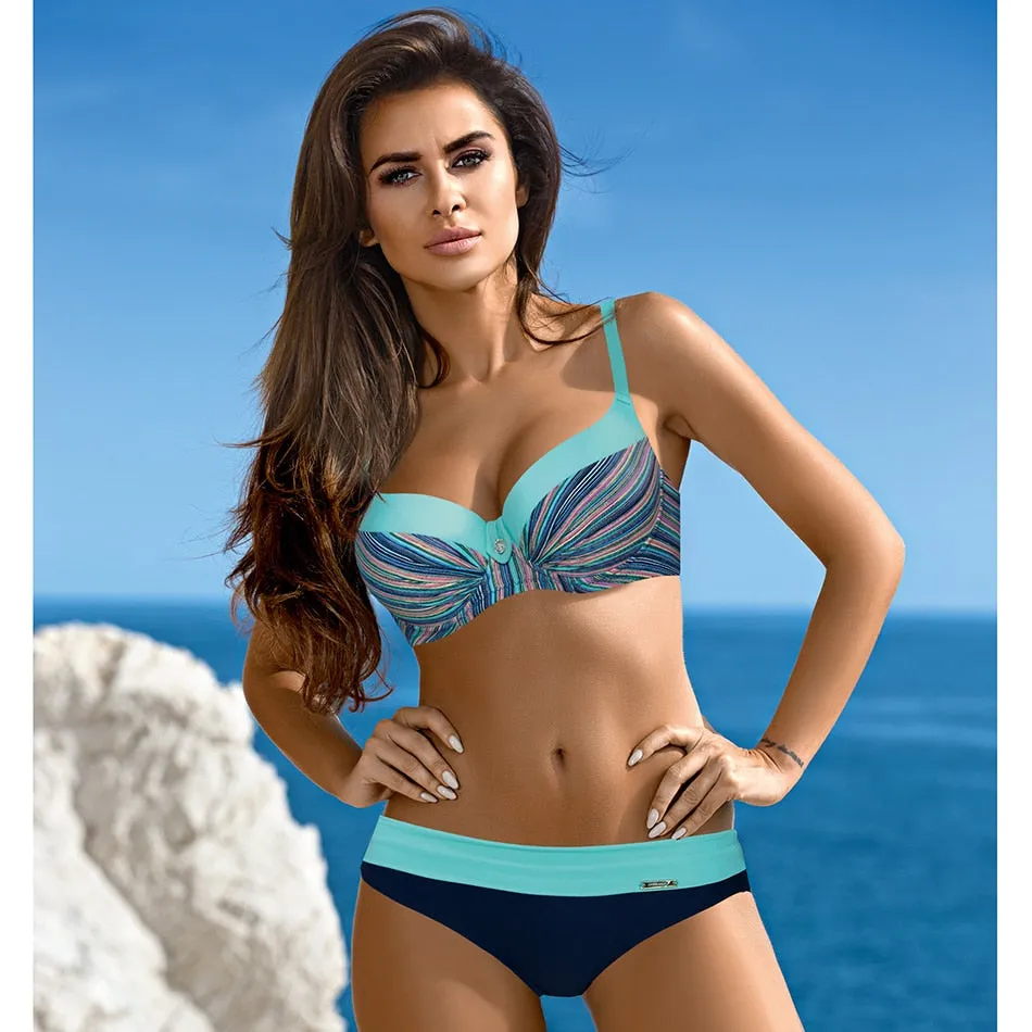 Push Up Women Bikini Set Sexy Swimsuit Print Plus Size