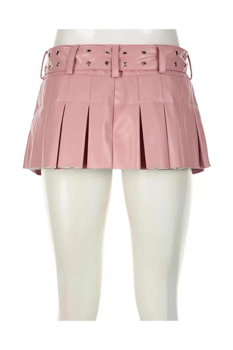 QG0263 Vegan Leather Mini Skirt