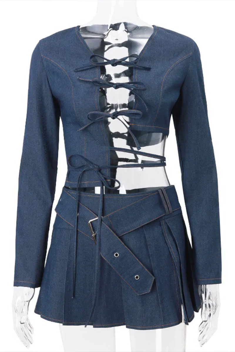 QG0525 Pleated Mini Skirt