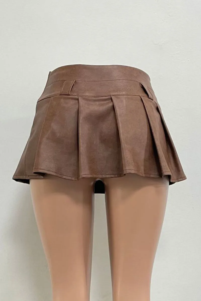 QN0299 Vegan Leather Mini Skirt