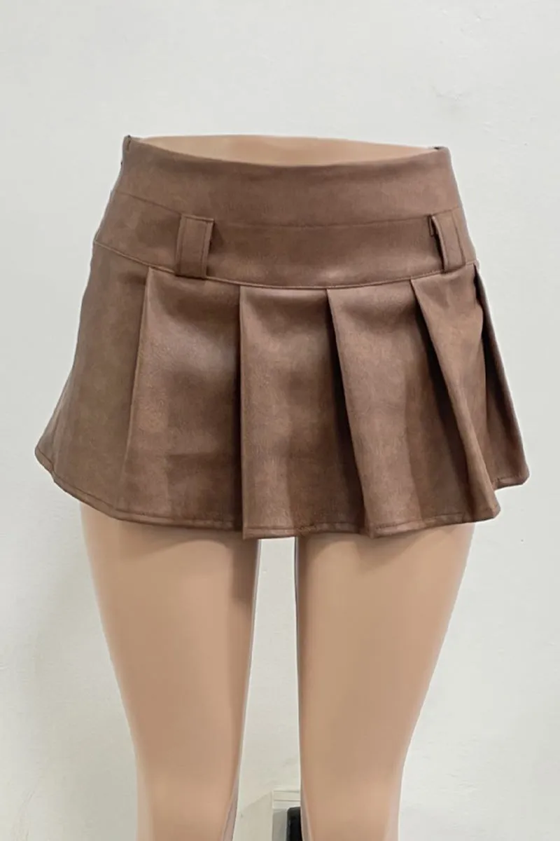 QN0299 Vegan Leather Mini Skirt