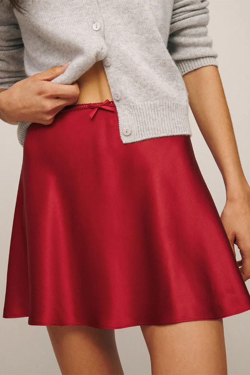 QNY40104 Solid Satin Mini Skirt