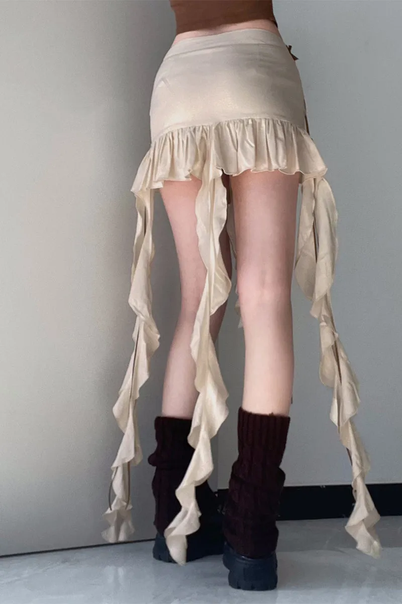 QQ3310 Ruffle Mini Skirt