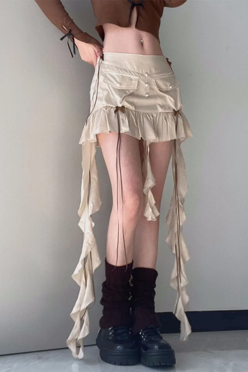 QQ3310 Ruffle Mini Skirt