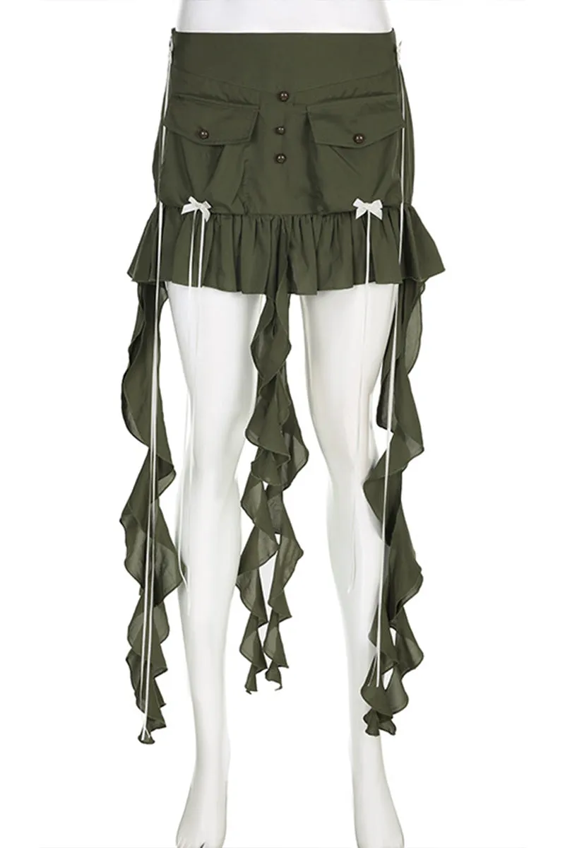 QQ3310 Ruffle Mini Skirt