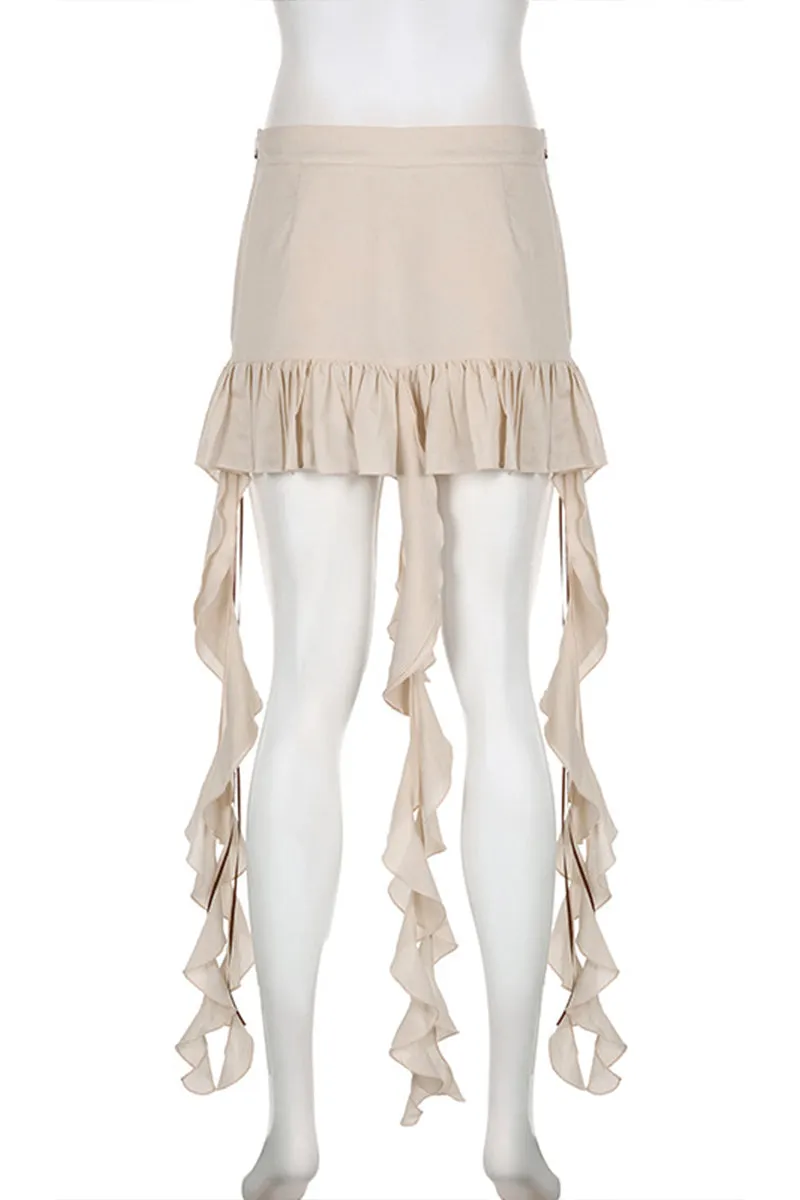 QQ3310 Ruffle Mini Skirt